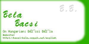 bela bacsi business card